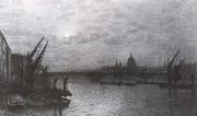 Atkinson Grimshaw The Thames by Moonlight with Southmark Bridge painting